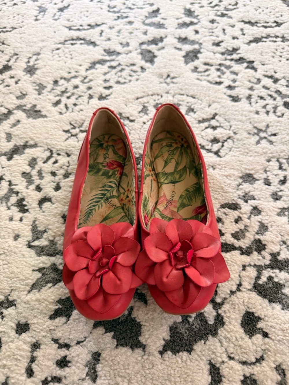 b.o.c. Red Floral Appliqué Ballet Flats